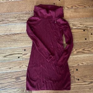 Amazing White House black market maroon turtleneck sweater dress tunic XXS XS 00